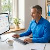 Un gestionnaire travaille sur un logiciel spécialisé pour la gestion des pare-brise, installé sur son poste de travail au bureau.