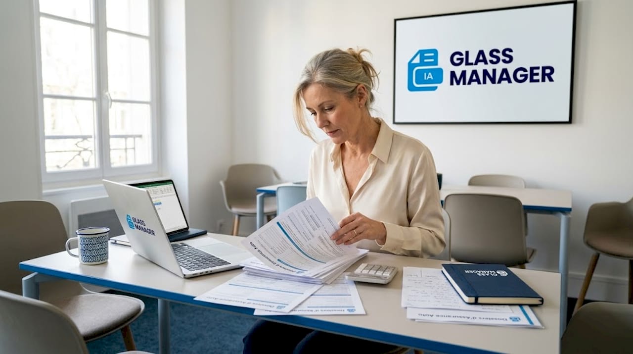 Un spécialiste de l’assurance examine en détail le dossier d’assurance automobile.
