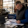 Le responsable de l’atelier passe en revue les factures clients en retard de paiement.