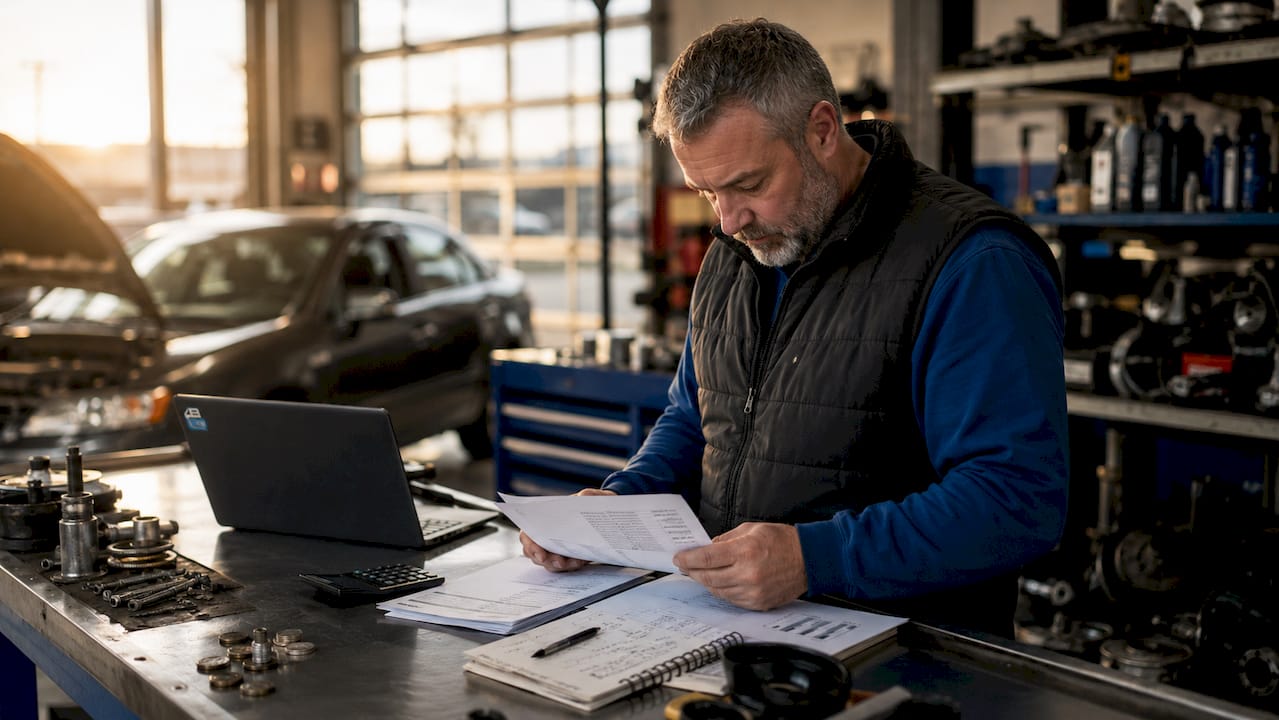 Le responsable de l’atelier passe en revue les factures clients en retard de paiement.