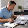 Le responsable de l’atelier passe en revue les dossiers des clients.