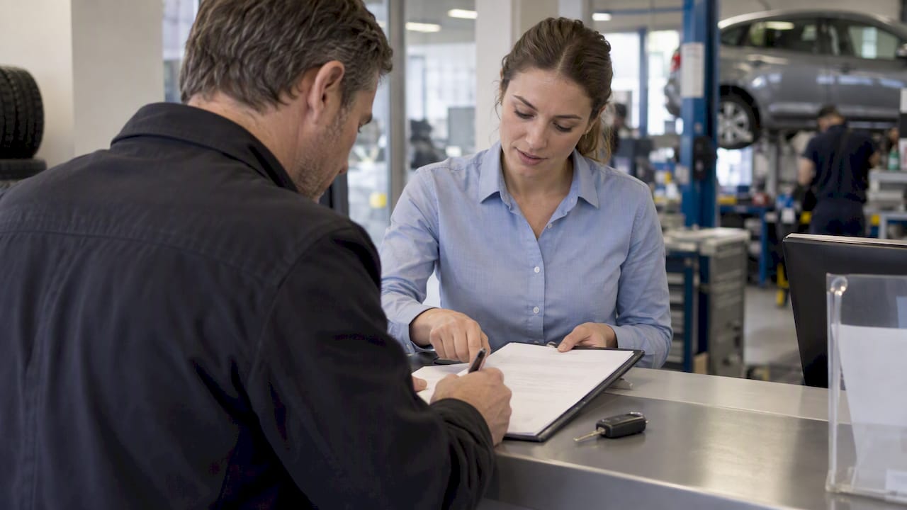 Signature d'un contrat de prêt auto