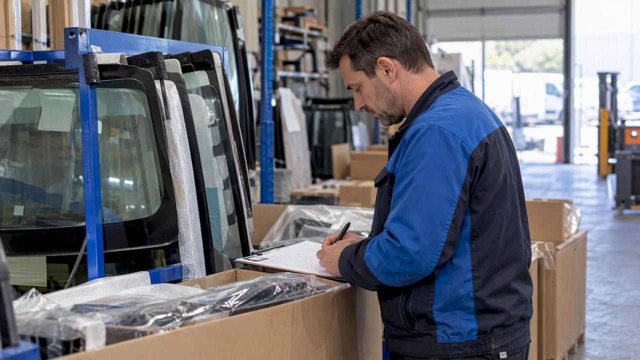 Réception d'une livraison partielle de vitres automobiles